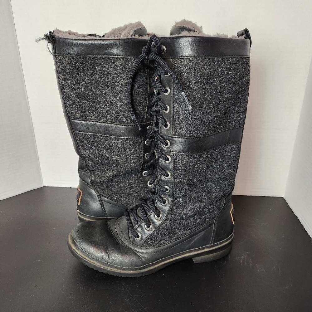 Women's UGG Elvira Wool Zip Up Winter Cold Weather Shin Boots SZ 5.5